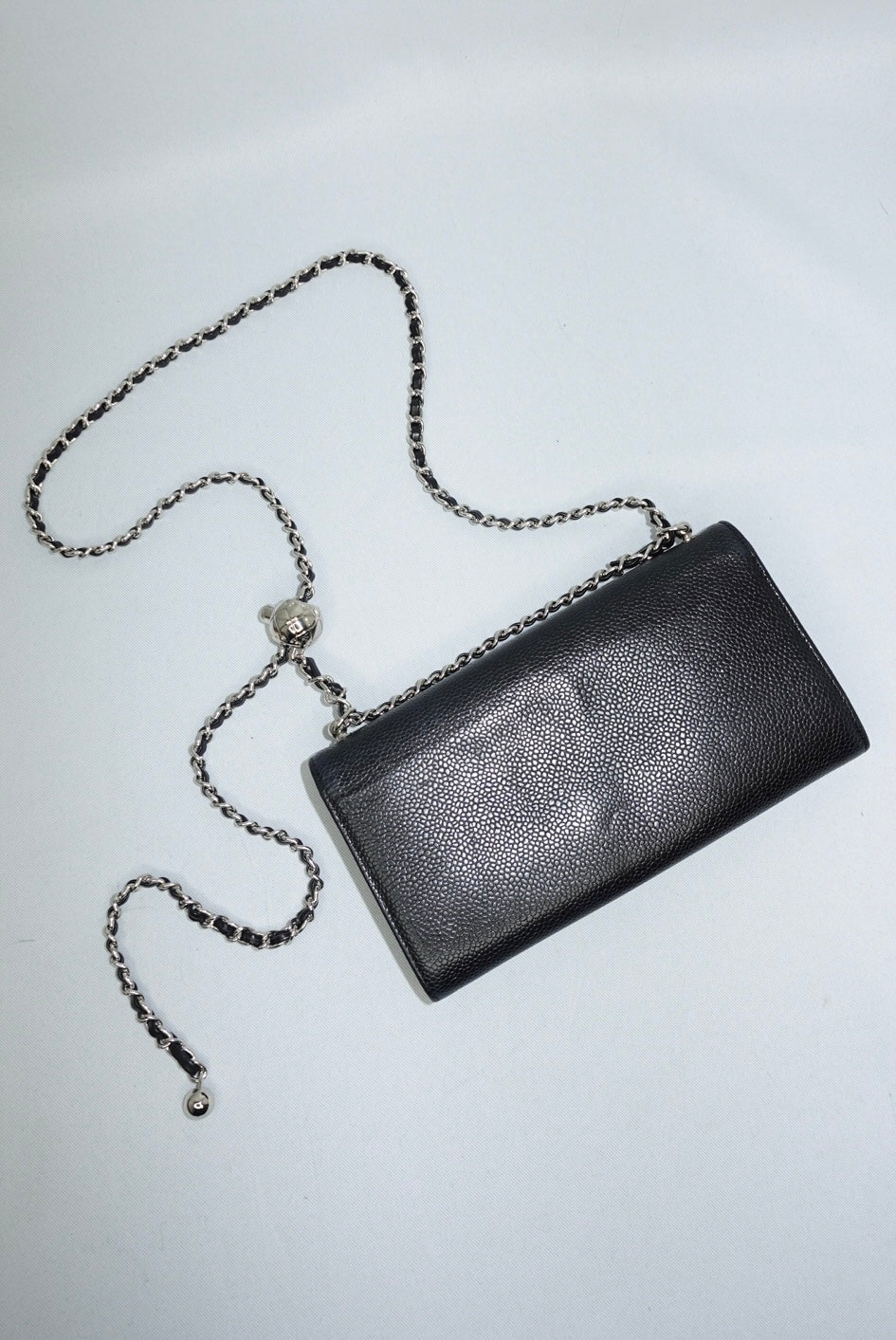 Chanel Re-Worked Flap Long Wallet With Chain Black Embossed CC logo