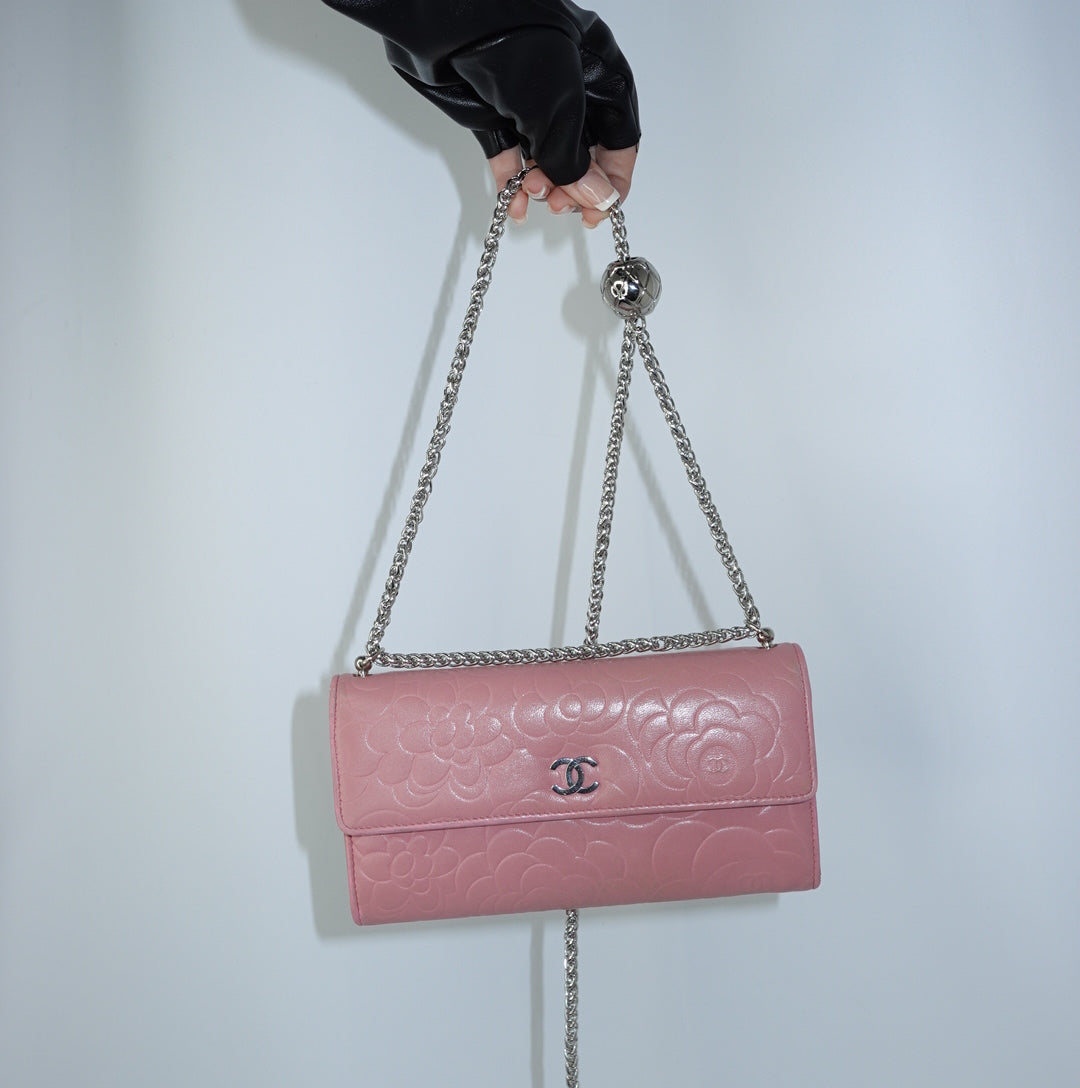 Chanel Pink Camelia Wallet w/Chain