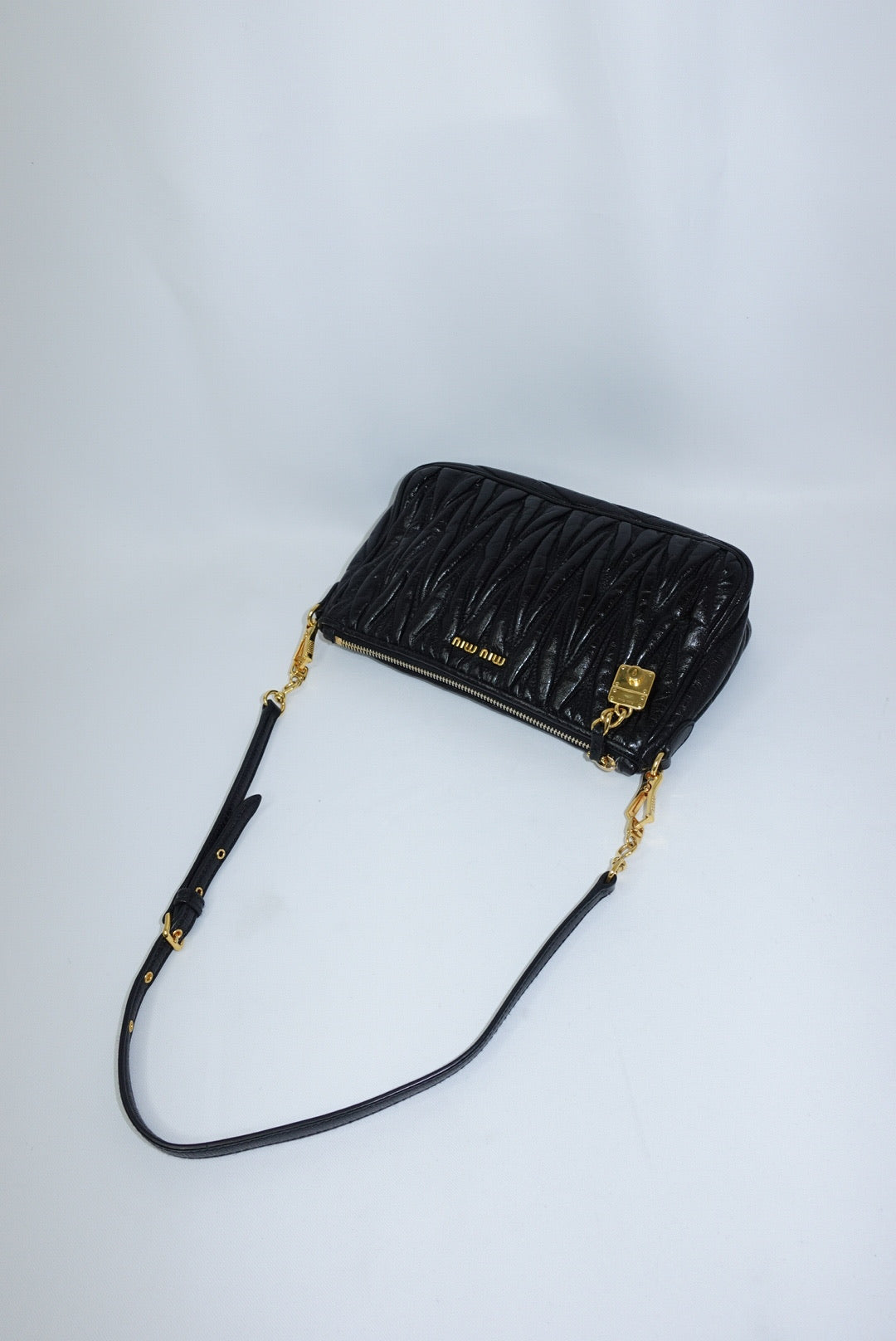 Miu Miu Vintage Wander Matelassé Black Bag w/ Charm