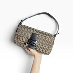 Fendi Vintage Zucchino Beige Monogram Canvas Baguette Bag