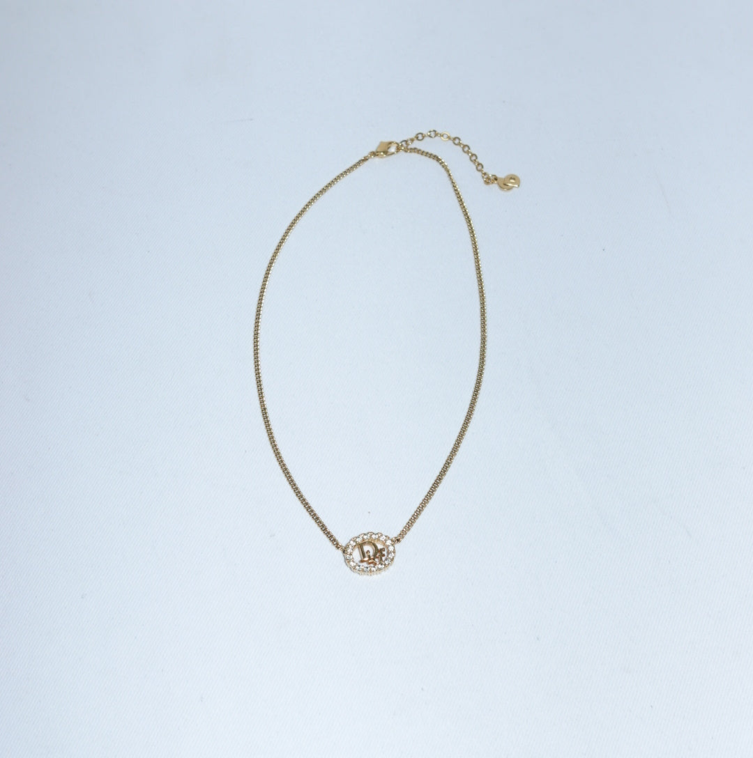     Christian Dior vintage necklace with crystal round CD pendant