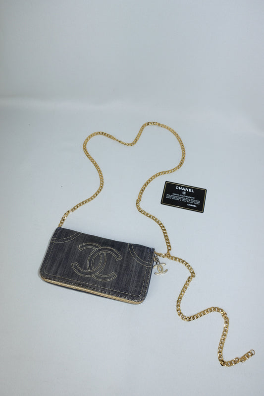 Re-Worked Chanel Vintage Denim CC Embroidered Interlocking Logo W.O.C.