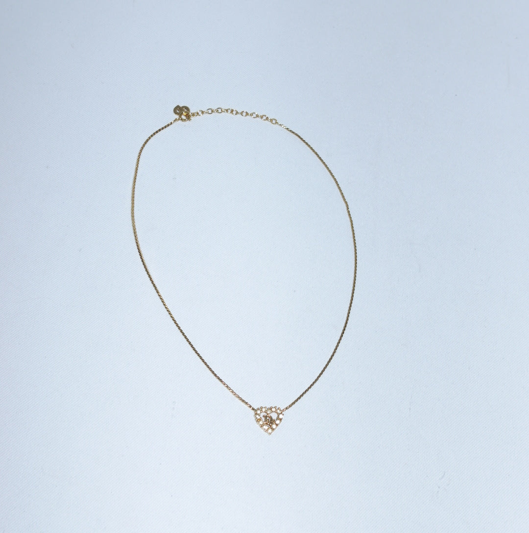     Authentic Dior gold heart pendant necklace with crystals