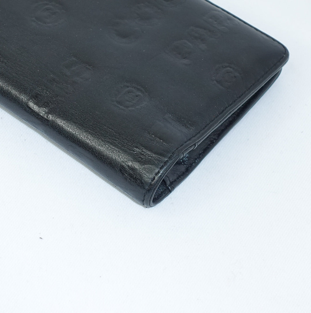 Chanel Black Leather CC Logo Long Wallet