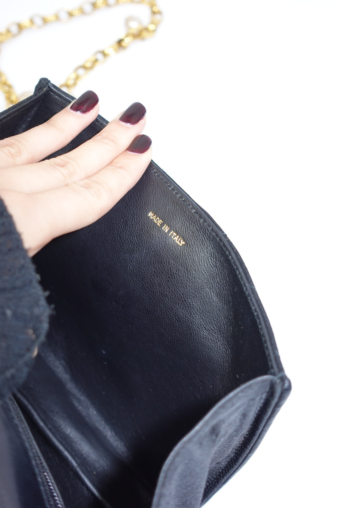 Chanel Vintage Satin Pearl Chain Embroidered CC Logo Bag