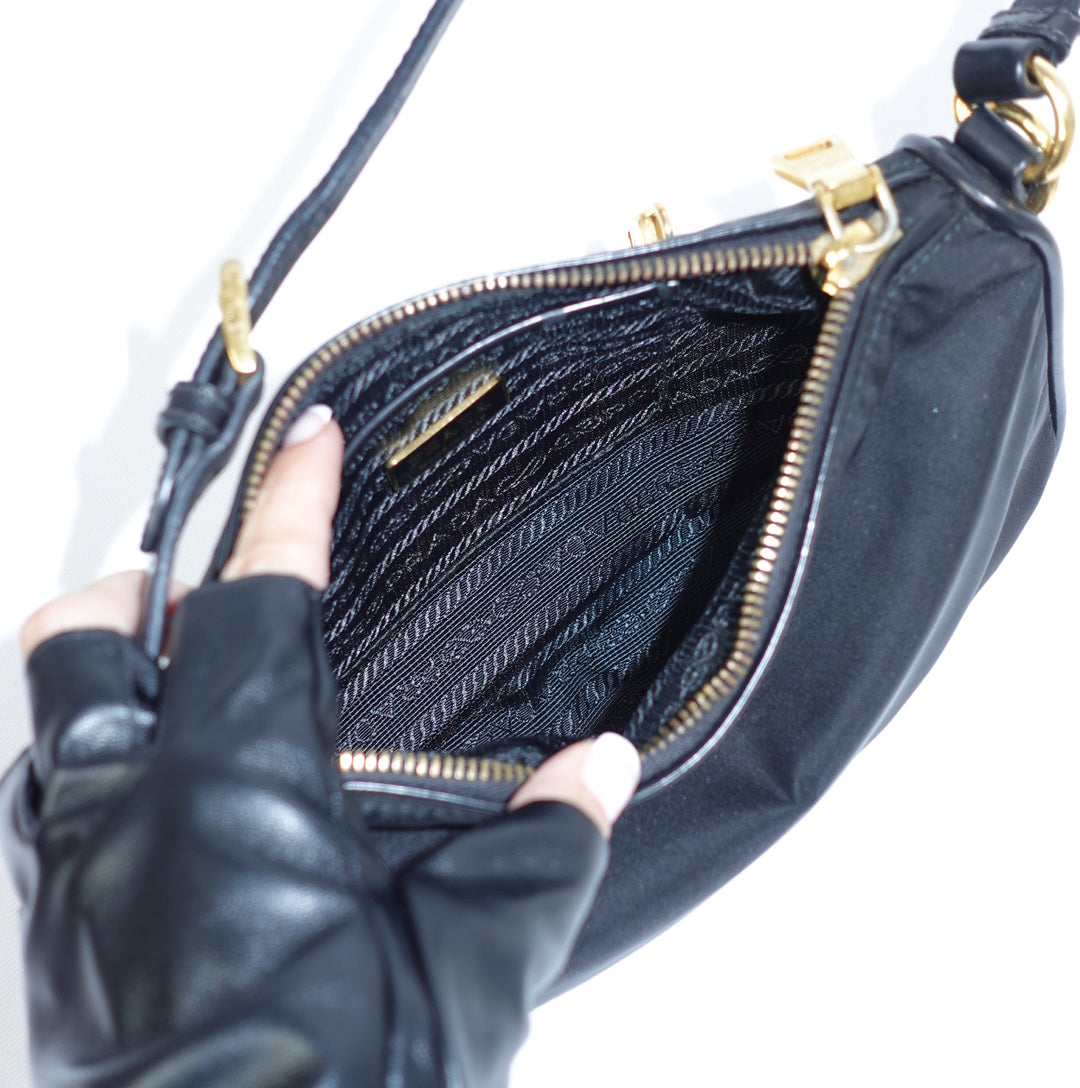 Prada Black Nylon Mini Shoulder Bag