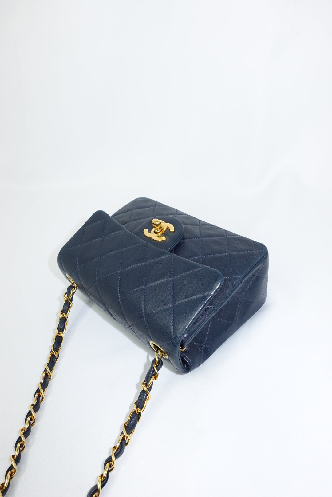 Chanel Timeless Mini Square Quilted Lambskin Navy