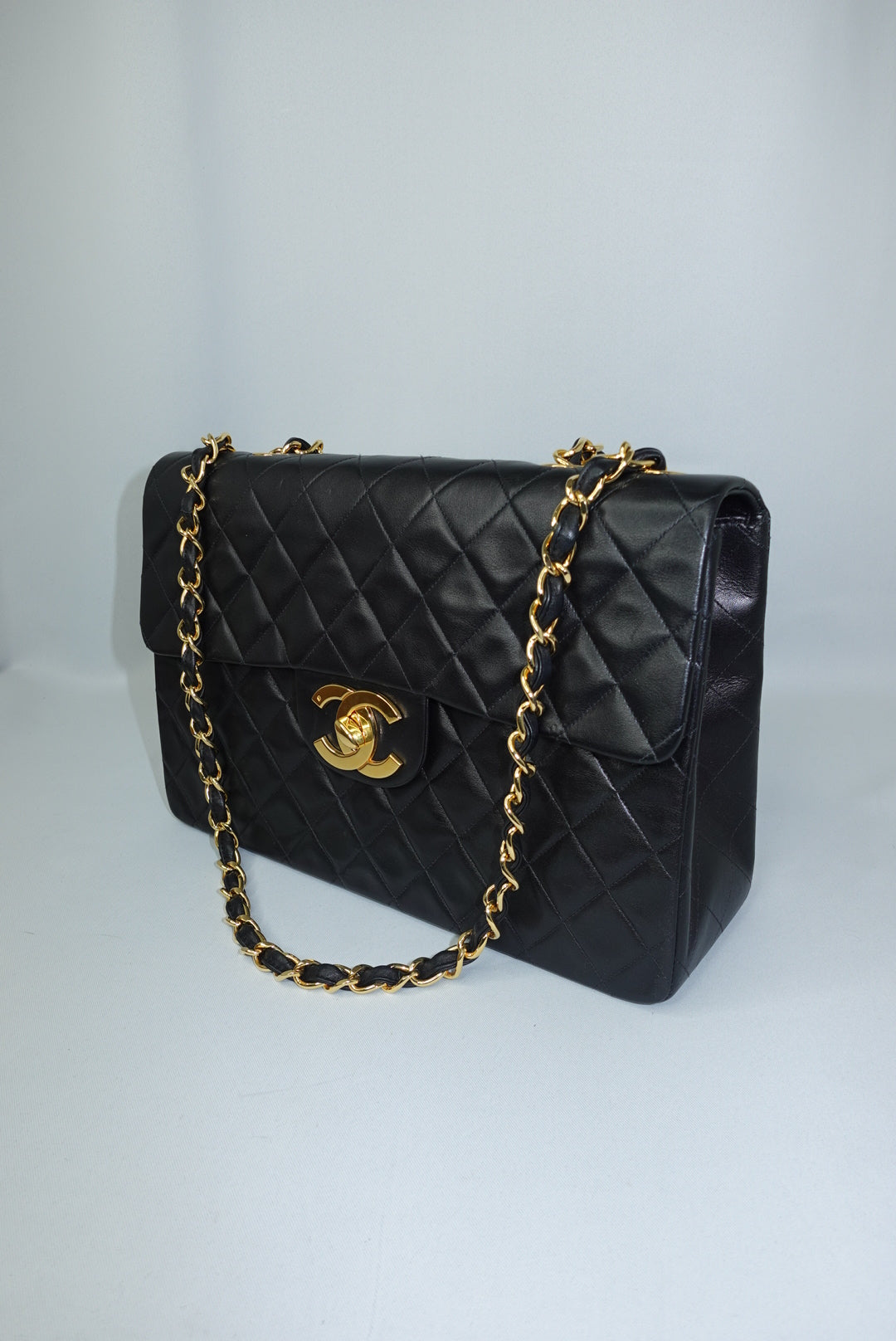 Chanel Vintage Jumbo Maxi Logo Lambskin Bag