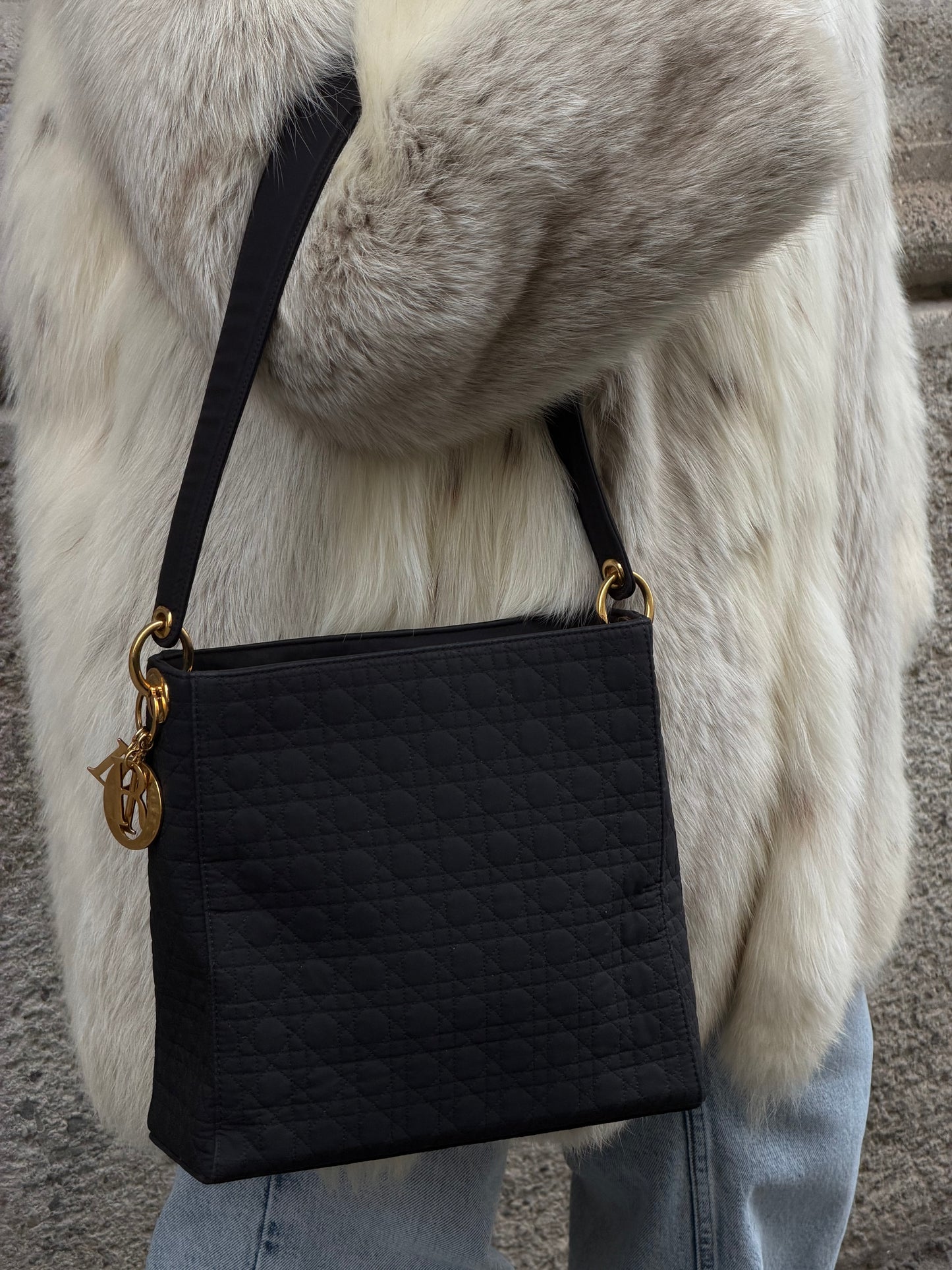 Christian Dior Canage Black Shoulder Bag