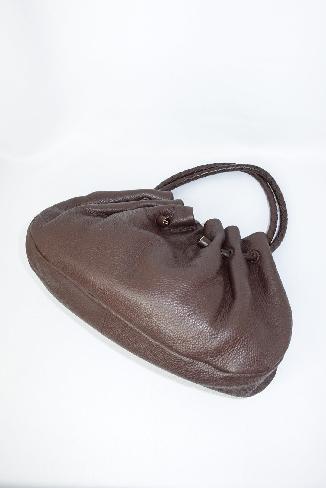 Bottega Veneta Vintage Brown Leather Hobo Bag with Gold-Tone Hardware