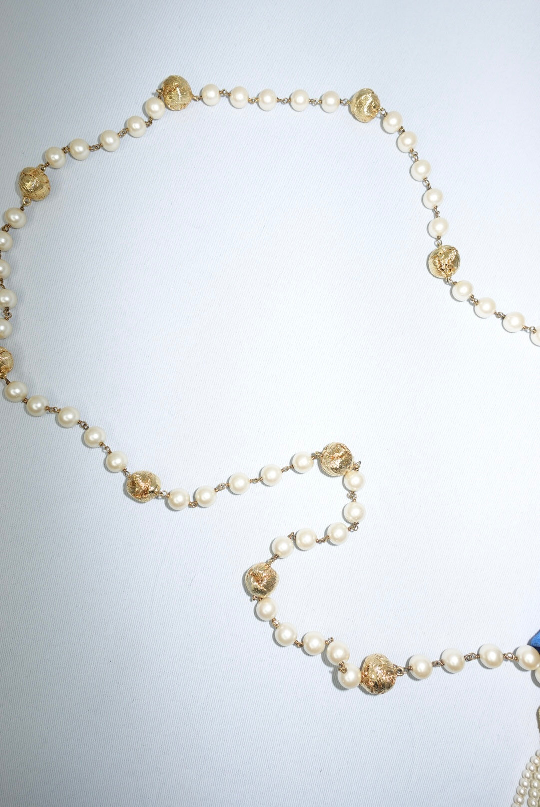Fendissime Vintage Electric Blue and Gold Pearl Chain Bag