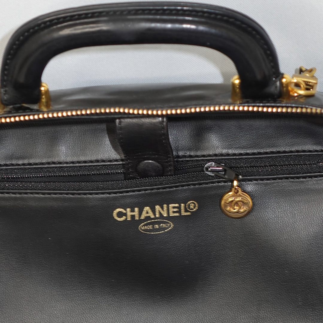 Chanel Black Patent Leather  Vanity Bag