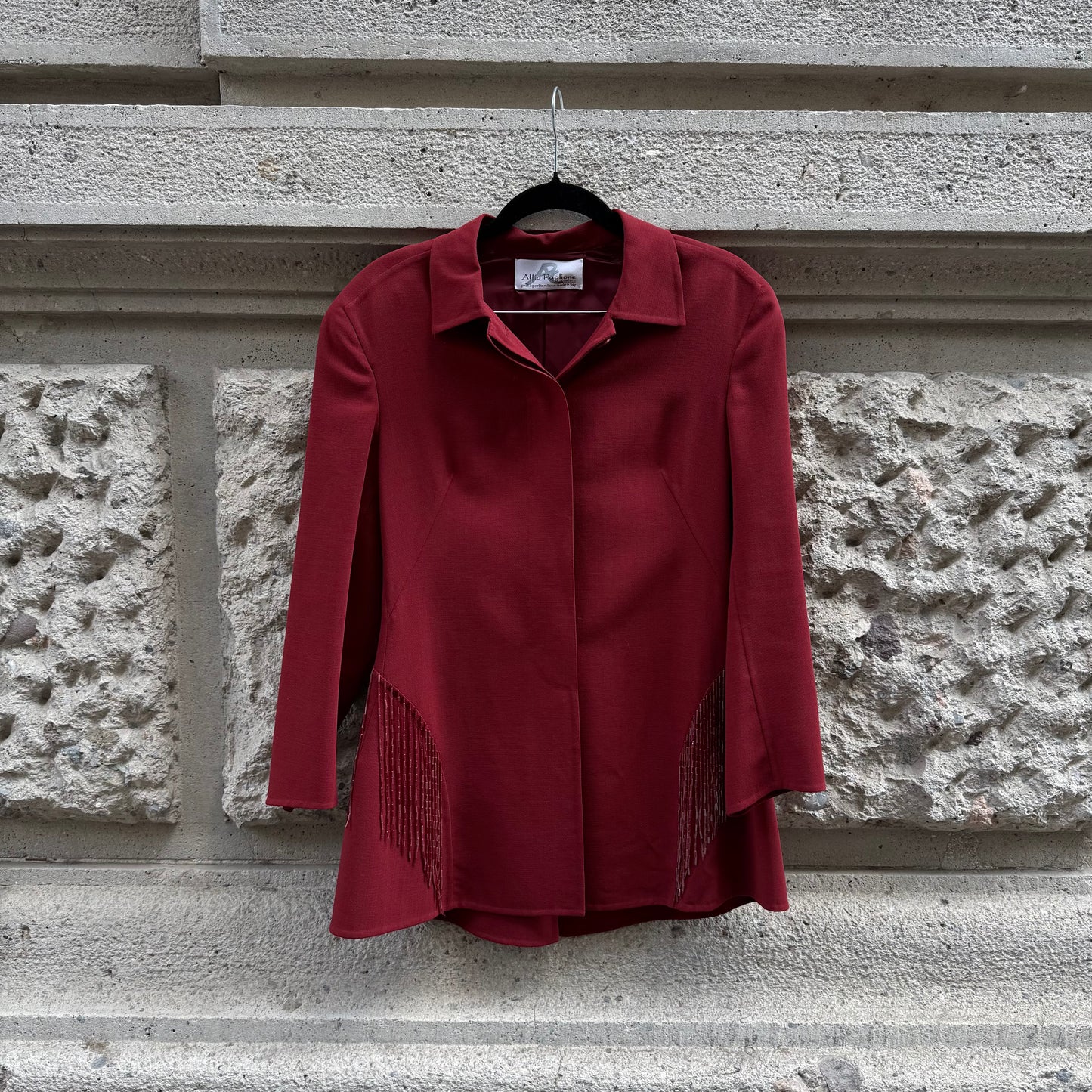 Alfio Paglione Couture Red Beaded Jacket & Pants Set