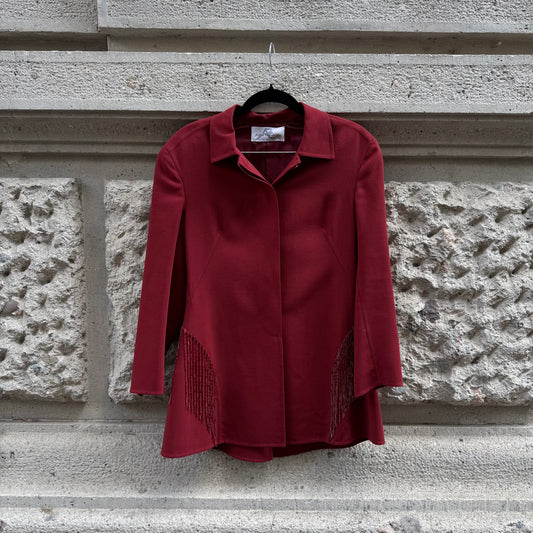 Alfio Paglione Couture Red Beaded Jacket & Pants Set