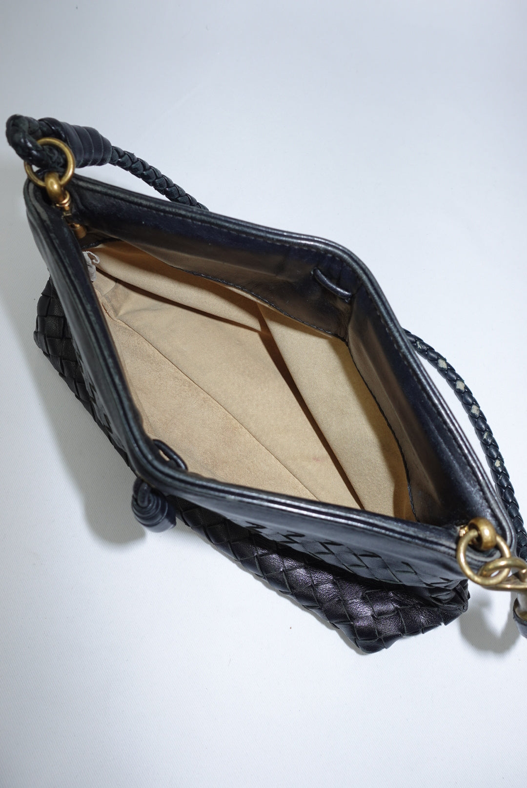 Bottega Veneta Vintage Woven Leather Black Shoulder Bag