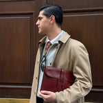 hermes burgundy leather clutch vintage
