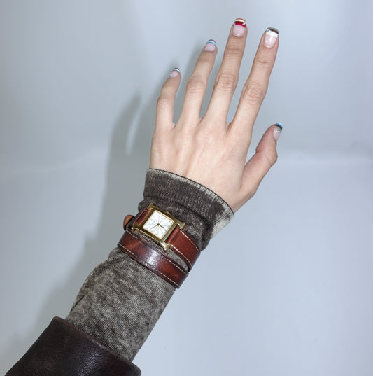 Hermès Heure H Double Tour Watch Brown Leather Strap