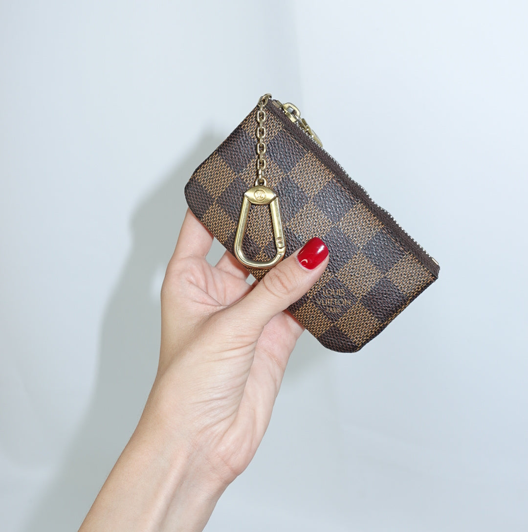 Brown Louis Vuitton Damier canvas zip coin case