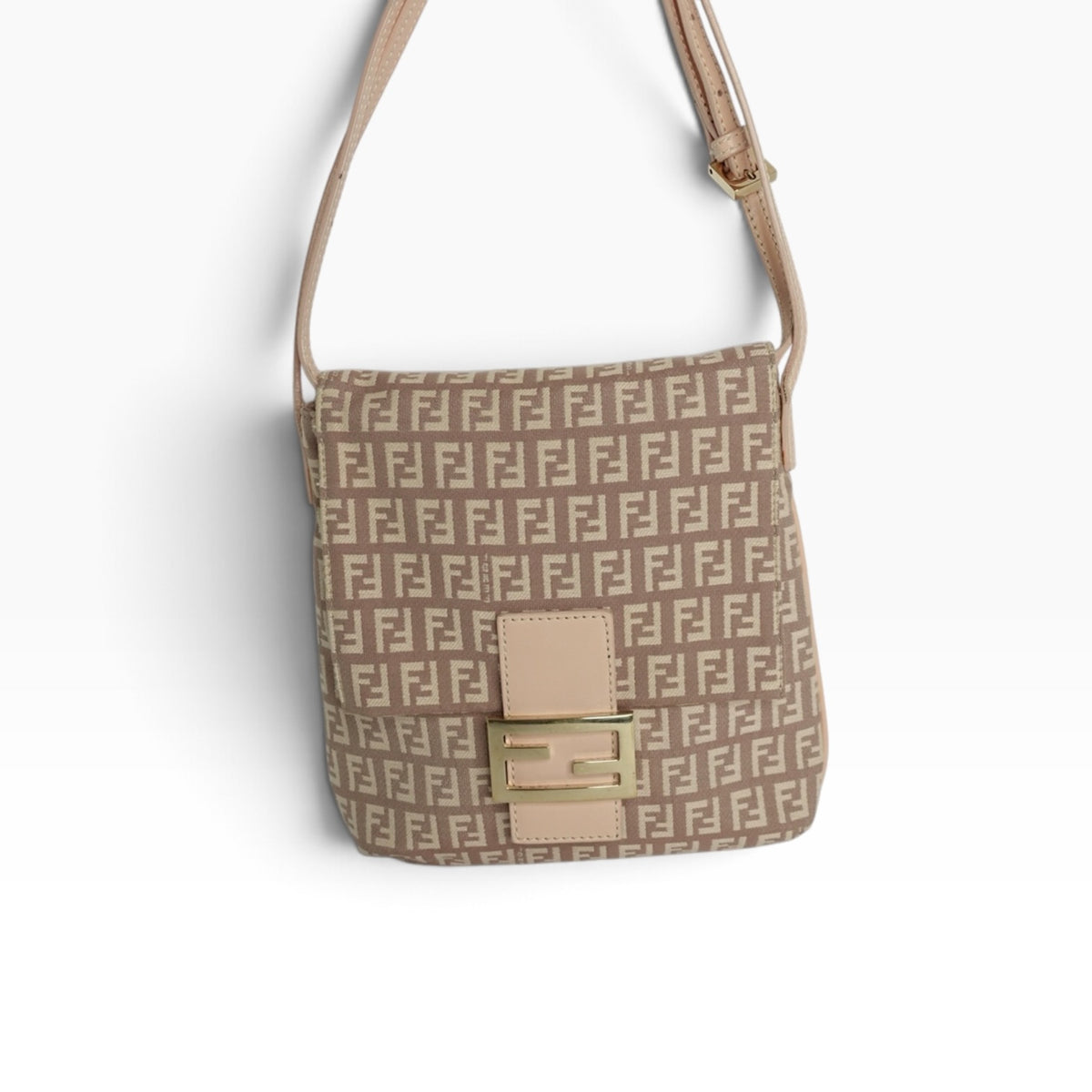 Fendi Zucchino Light Pink FF Canvas Crossbody Messenger Bag