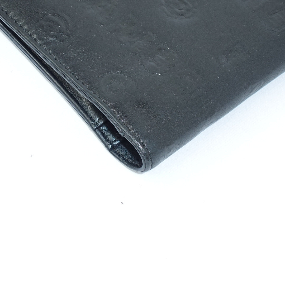 Chanel Black Leather CC Logo Long Wallet