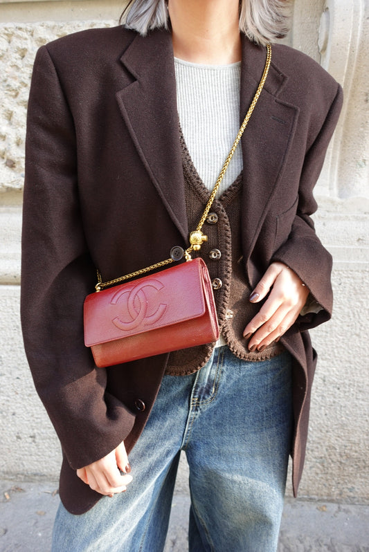 Chanel Re-Worked Flap W.O.C. Red CC logo