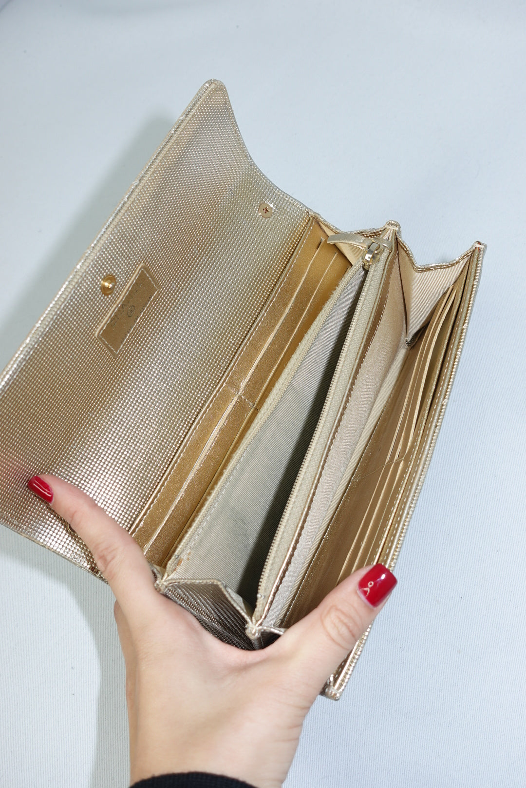 Chanel Re-Worked Timeless Flap Silver and Gold Vintage Wallet w/Chain