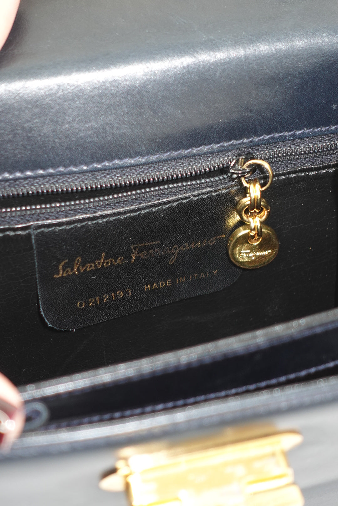 Ferragamo Vintage Navy Iconic Top Handle Bag