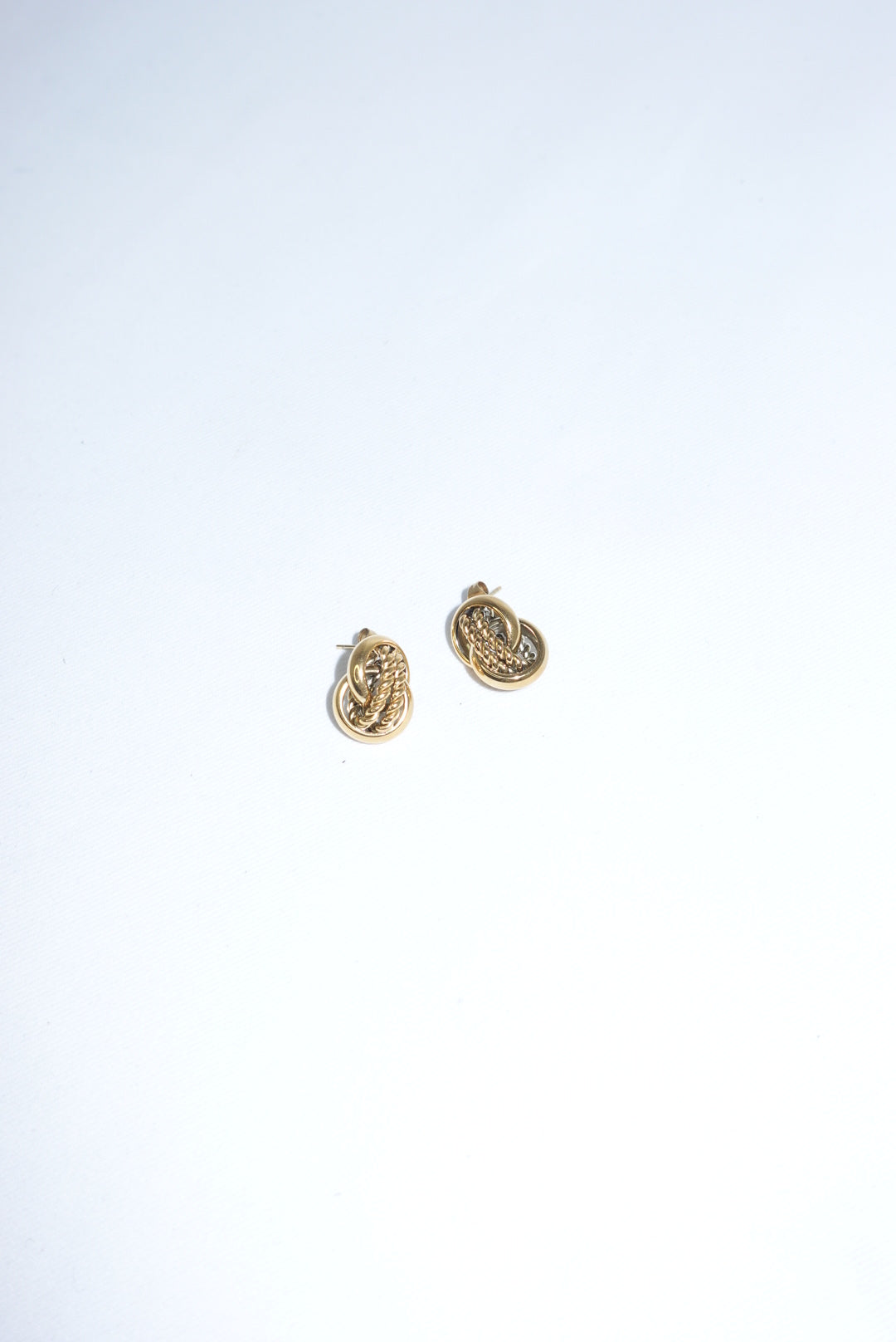 Stainless Steel Gold Toned Round Rope Earrings