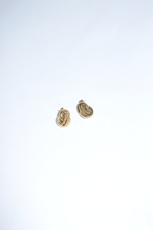 Stainless Steel Gold Toned Round Rope Earrings