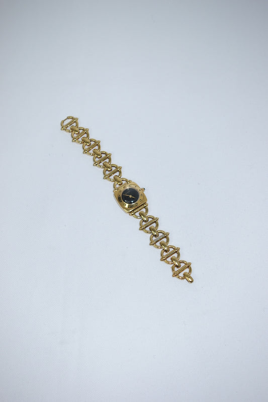 Gucci Gold Toned 6400L Black Dial Vintage Watch