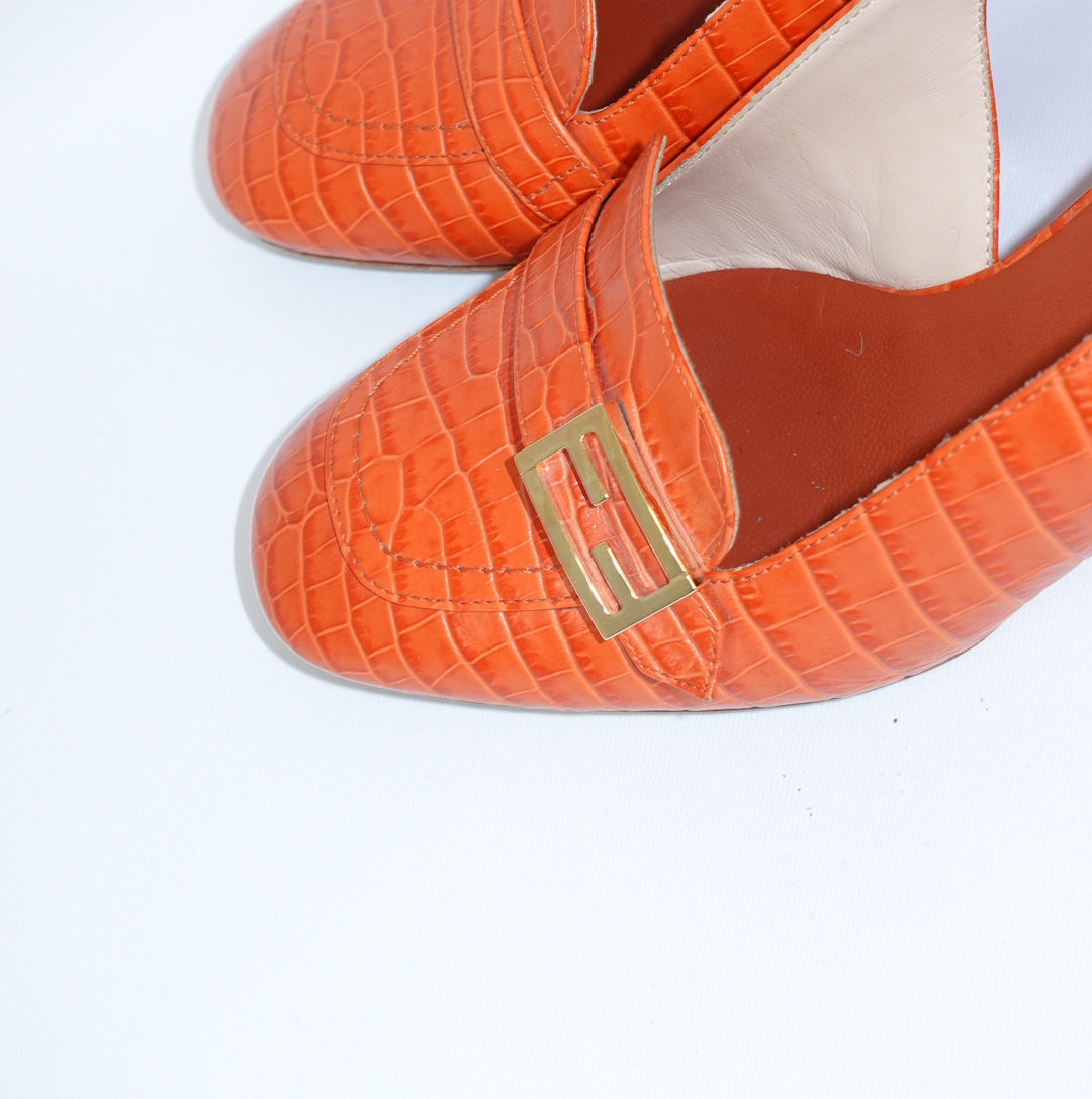 Fendi Orange Mule Heels