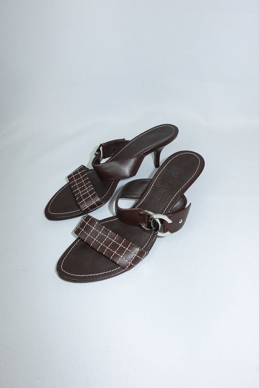 Chanel Vintage Brown CC Logo Sandals