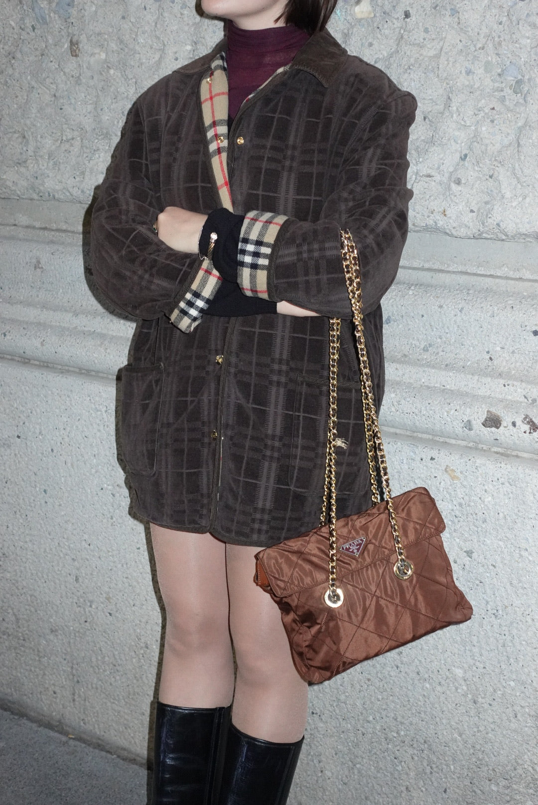 Burberry Brown Vintage Jacket with Golden Details