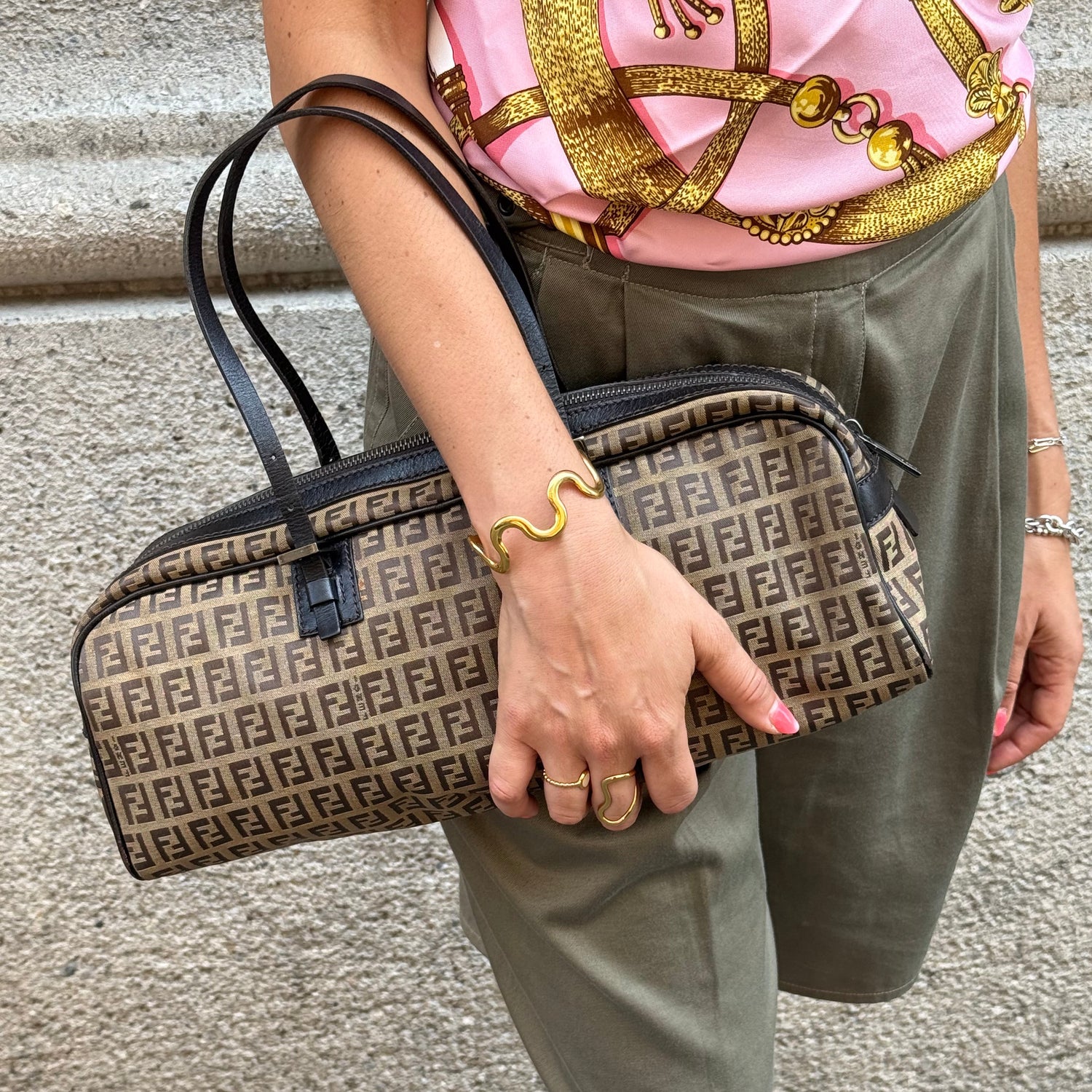 Fendi Bassotto Zucchini Canvas FF Beige