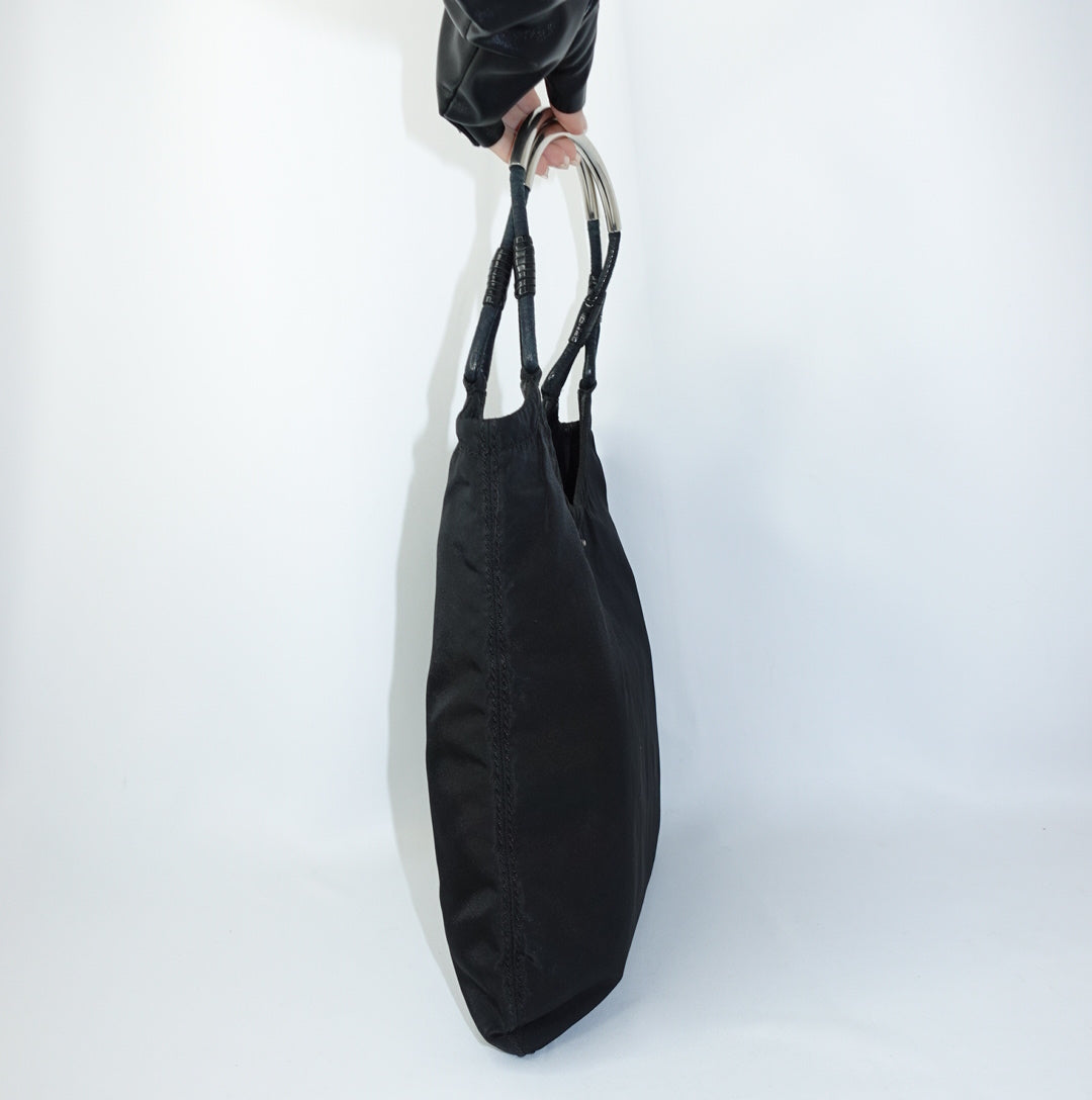 Prada Nylon Tote Metal Strap