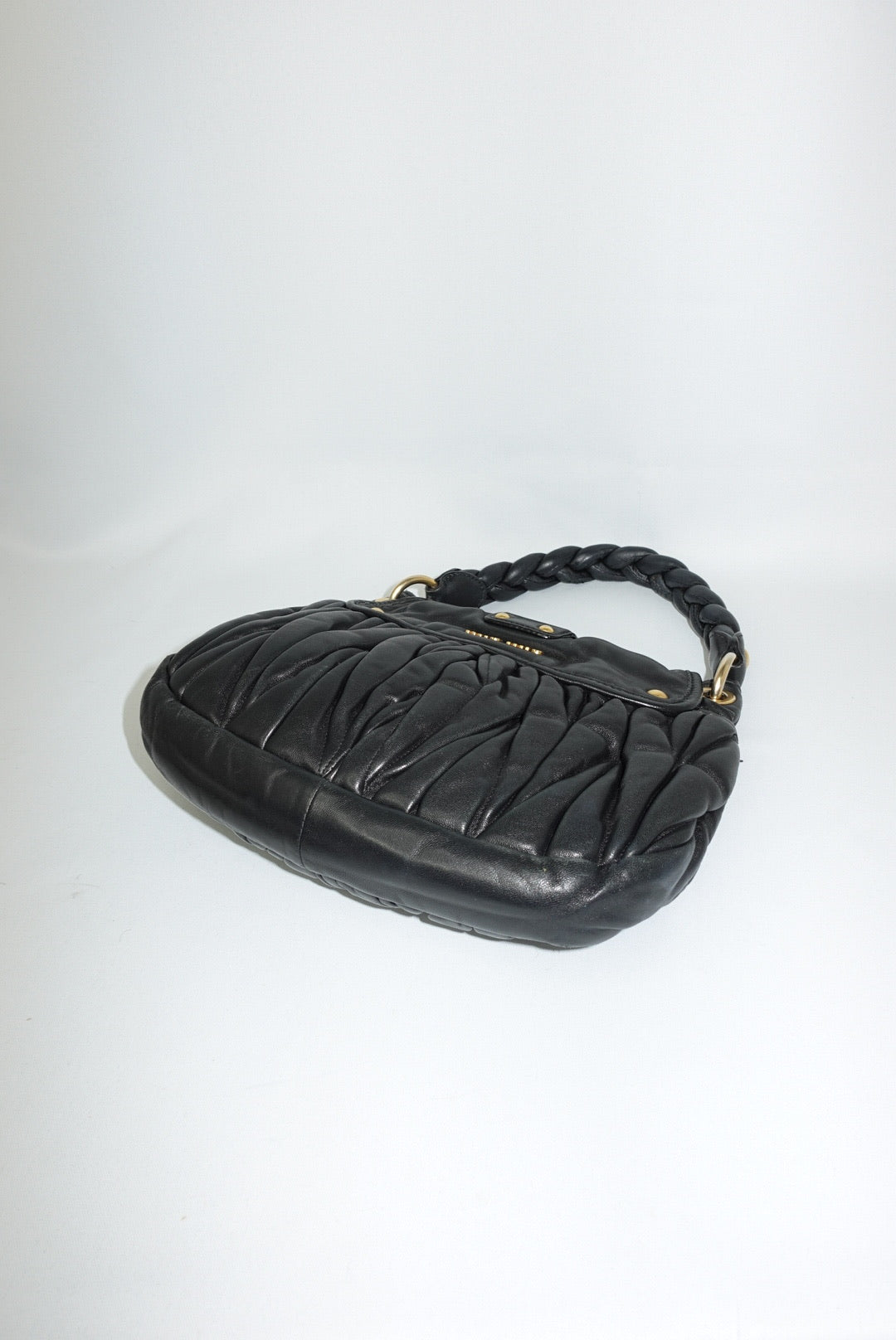 Miu Miu Vintage Black Matelassé Small Coffer Shoulder Bag
