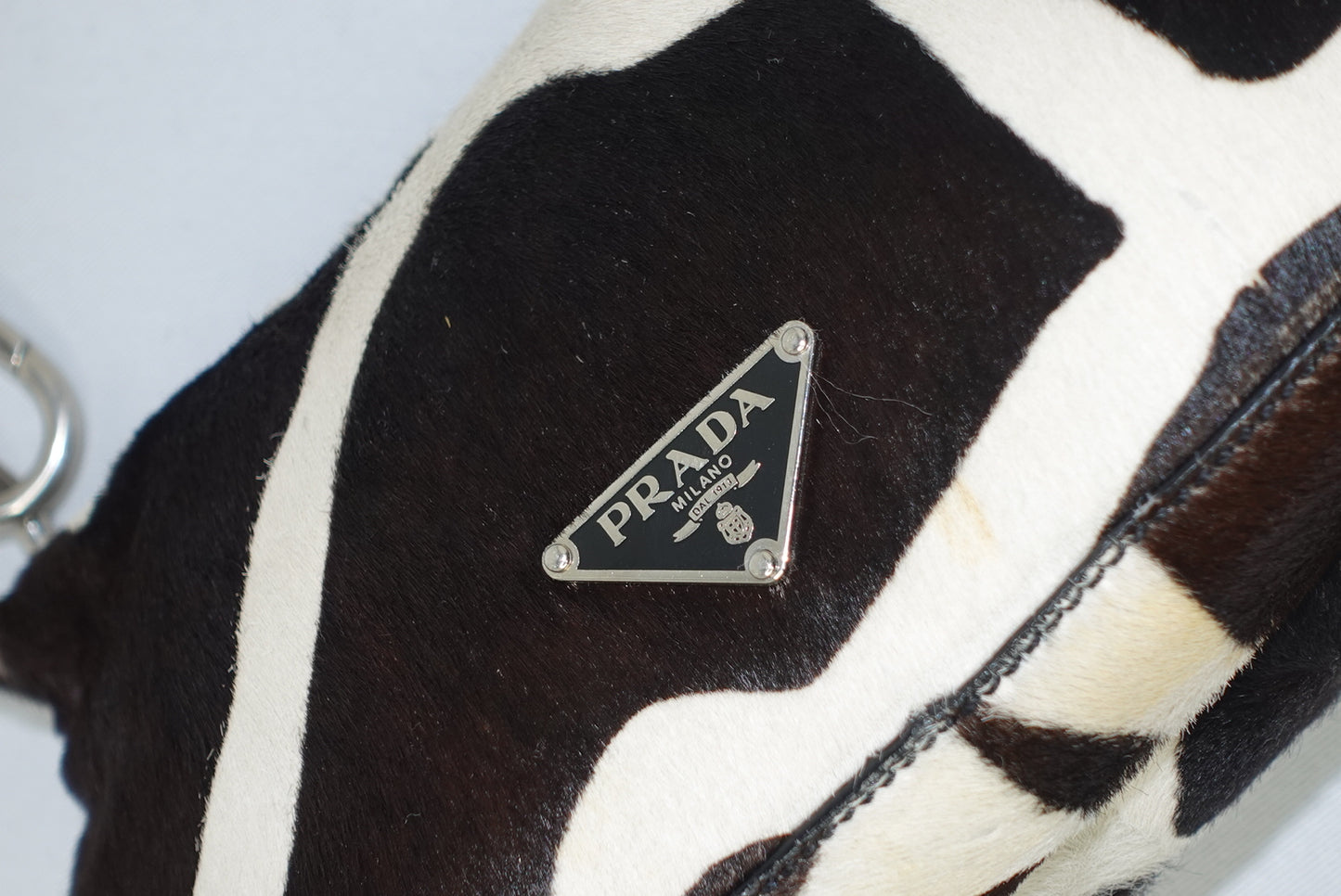 Prada 2000s Vintage Brown Pony Hair Shoulder Bag