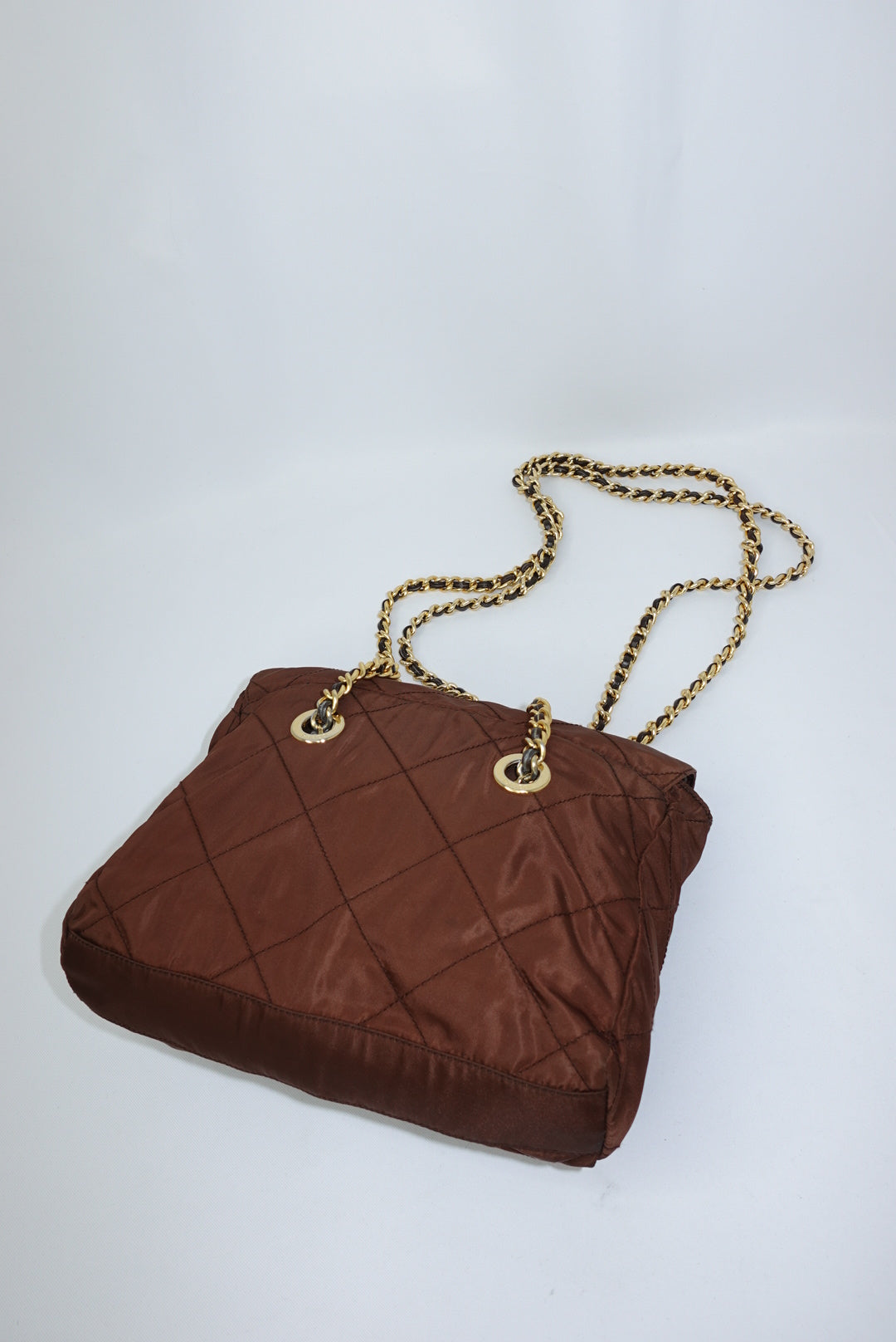 Prada Nylon Brown Vintage Gold Toned Hardware Shoulder Bag