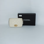  Chanel Boy cream quilted leather wallet with gold CC logo