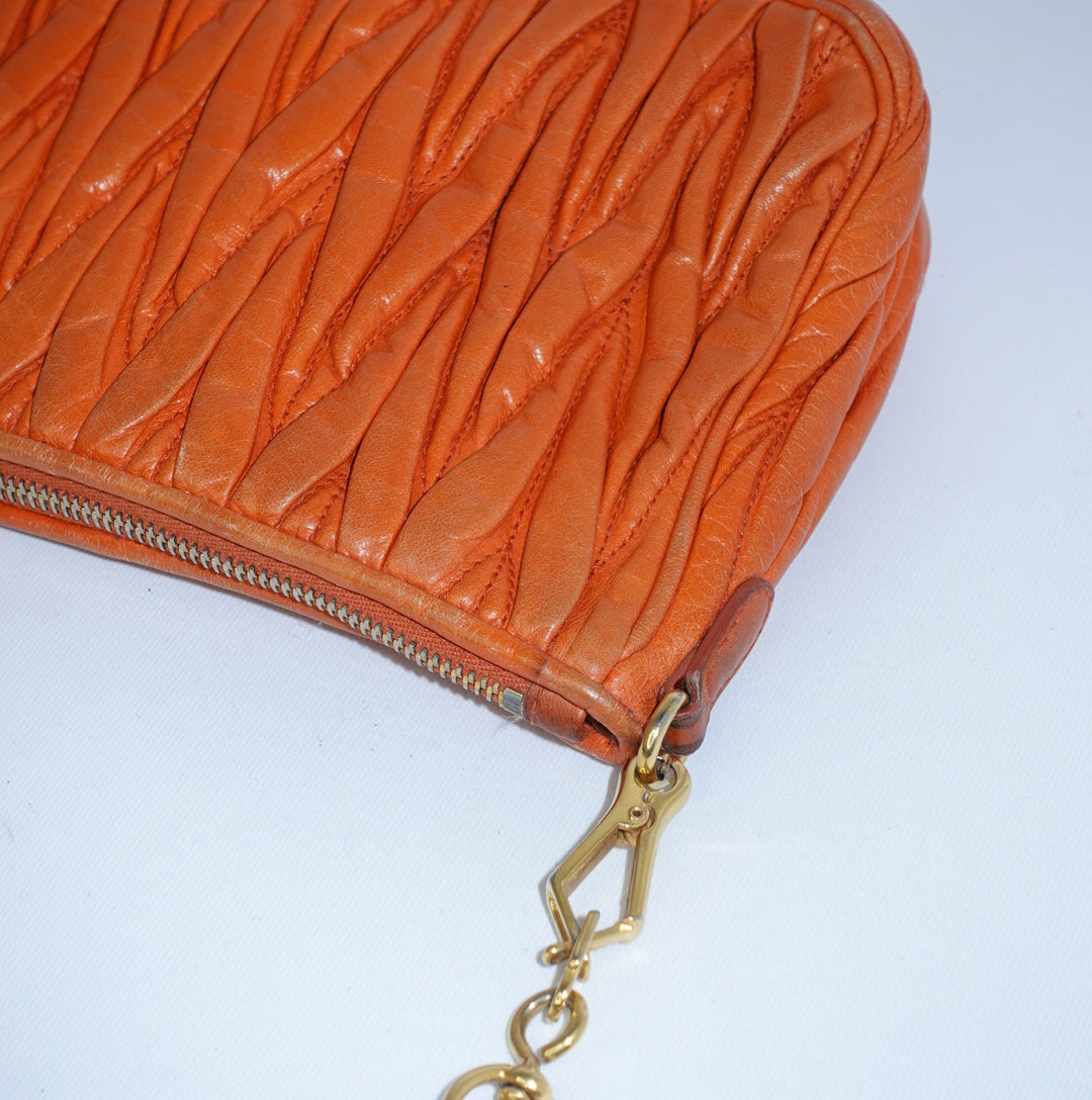 Miu Miu Orange Matelasse Shoulder Bag