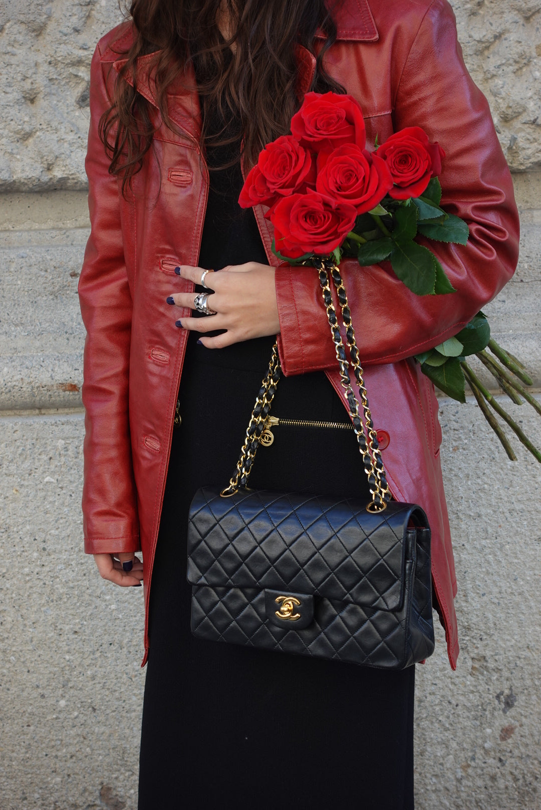 Borsa Chanel Vintage Classic Timeless Medium 25 Double Flap nera