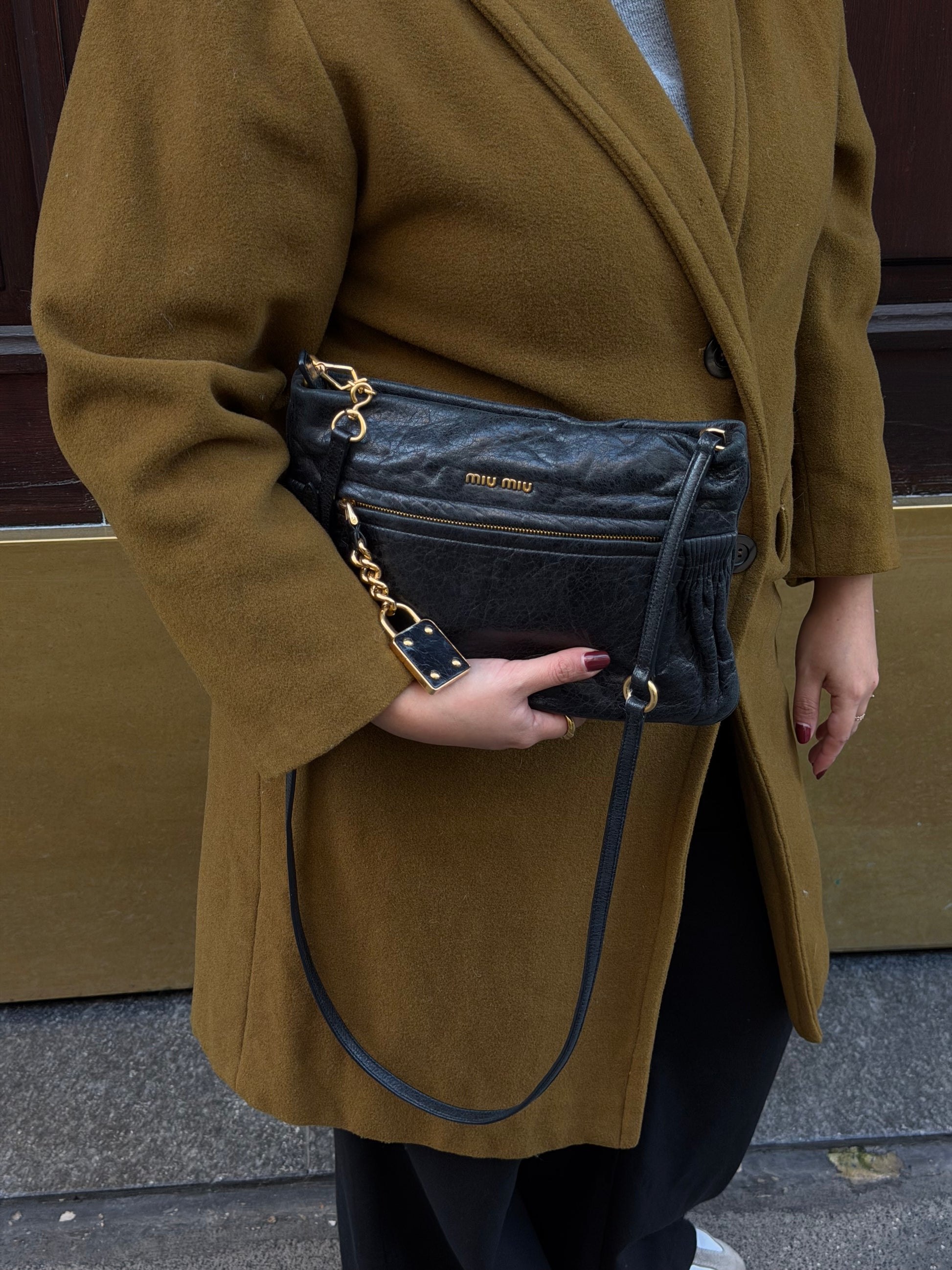 miu miu black vintage crossbody bag charm