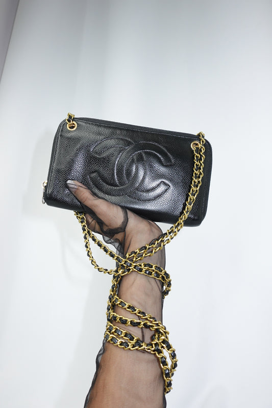 Chanel Re-Worked Black Zip W.O.C.