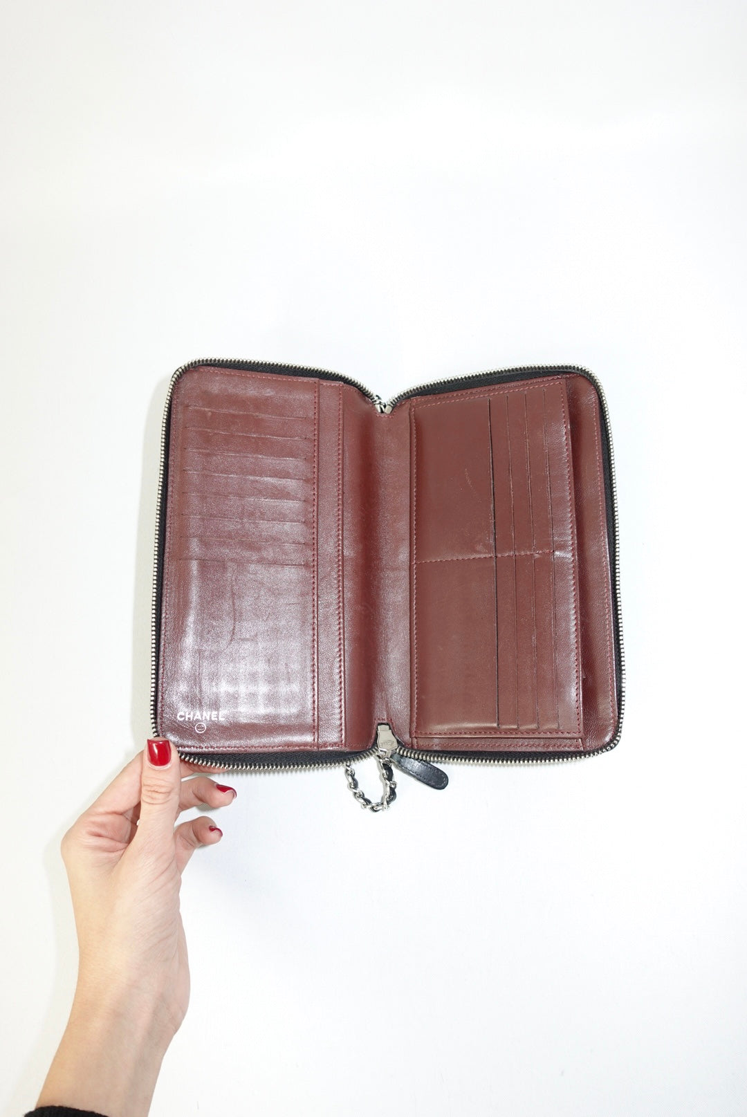 Chanel Timeless Re-Worked Zip Big Vintage Wallet with Chain Black