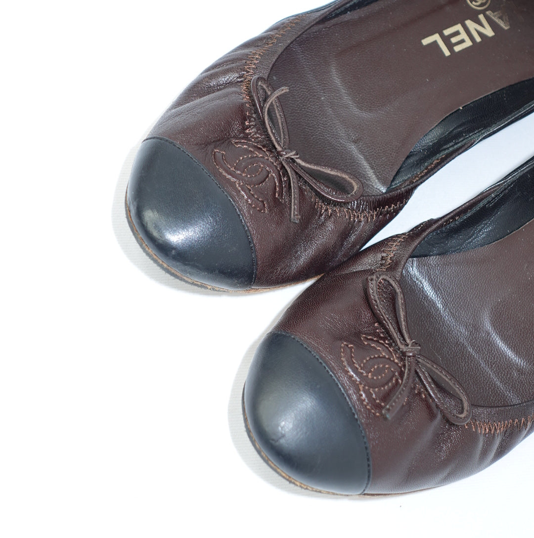 Chanel Brown Soft Ballet Flats 37