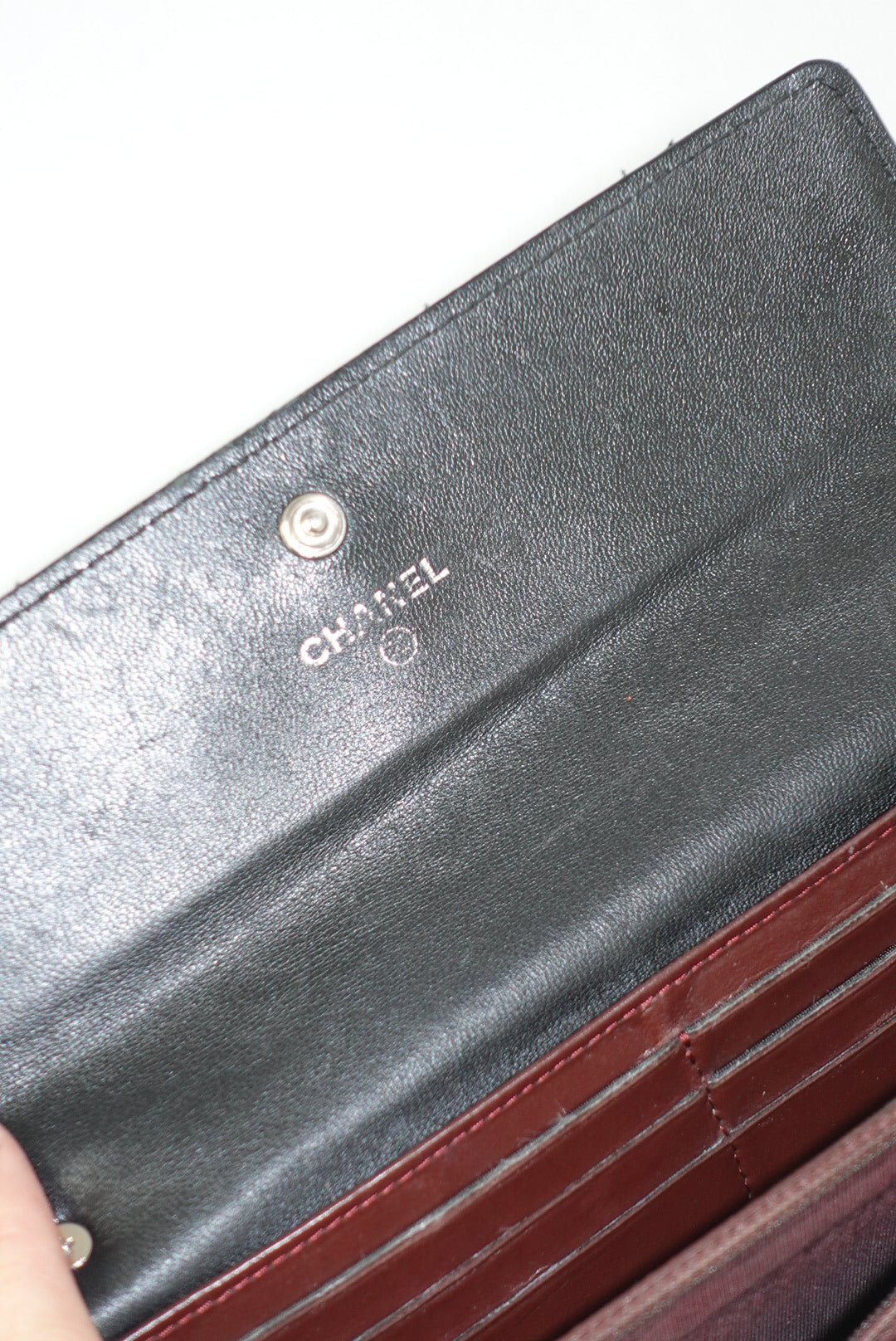 Chanel Vintage Re-worked Black Quilted Flap Wallet with Chain Lambskin