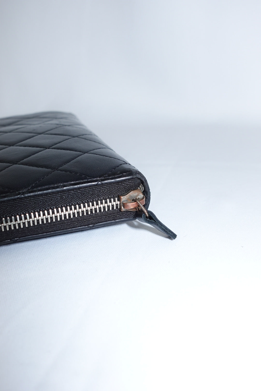 Re-Worked Chanel Timeless Zip Black Vintage Wallet with Chain