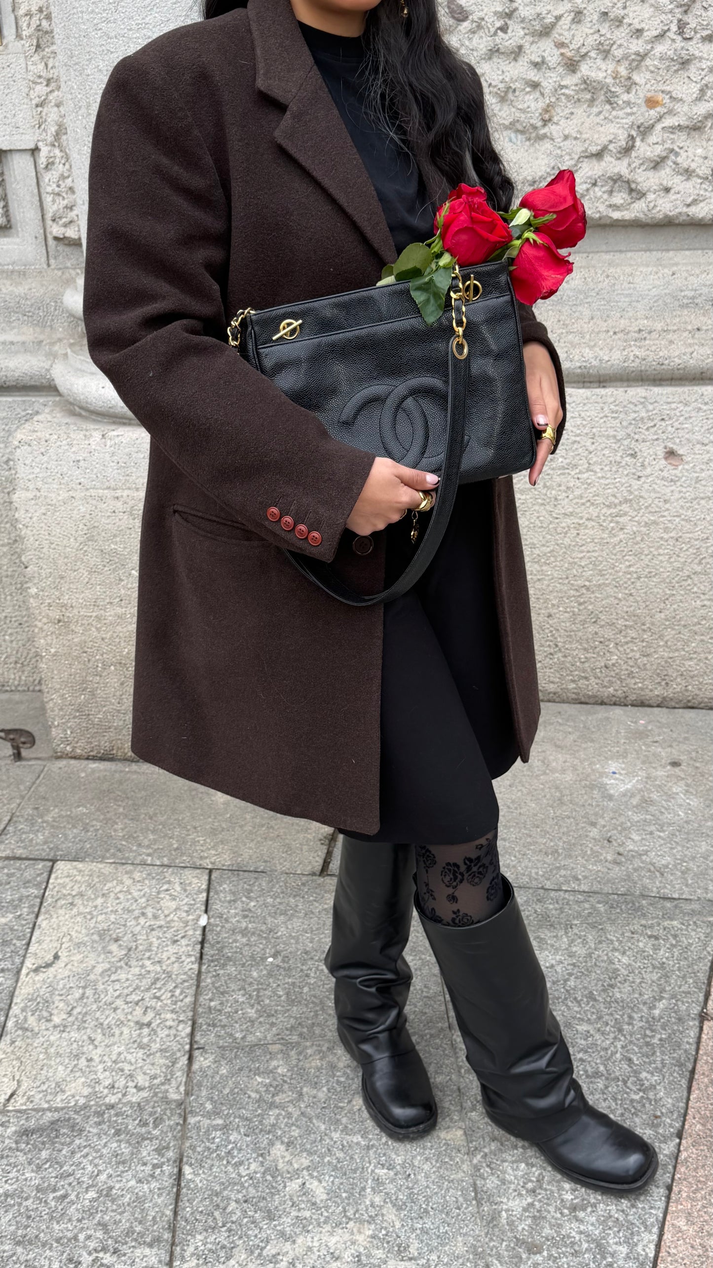 Borsa tote Chanel vintage rara a doppia faccia