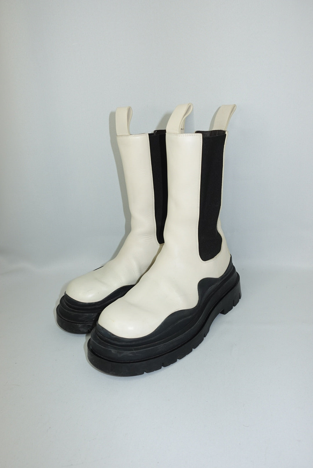 Bottega Veneta Tire Lug Chelsea Boot Sea Salt Black Two-Tone Platform