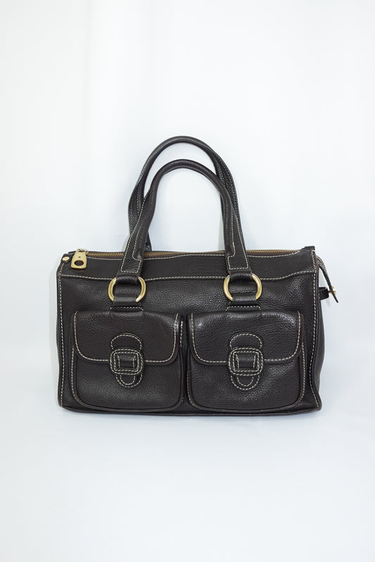 Cèline Vintage Dark Brown Leather Shoulder Bag